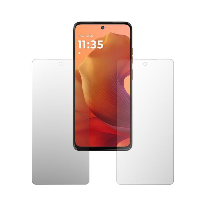 Set 2X Folie Protectie Ecran Folie24, pentru Motorola Moto G15, 1X Ultra-Clear + 1X Mata, Acoperire Case-Friendly ( Compatibile cu Carcasa ), Adezive, Flexibile cu Auto Regenerare