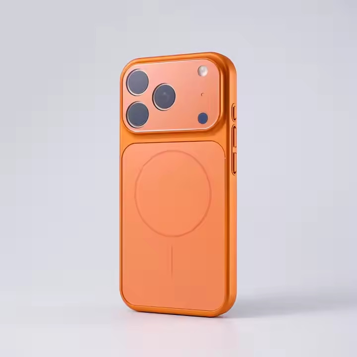 Husa Skin pentru Transformare iPhone 15 Pro in iPhone 17 Pro – Design Premium, Compatibil MagSafe, Culoare Portocaliu