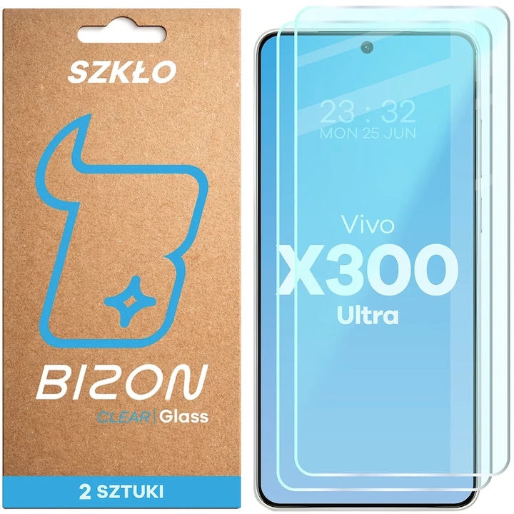 Set 2 folii sticla securizata Bizon Glass Clear Duo compatibile cu Vivo X300 Ultra, Transparent