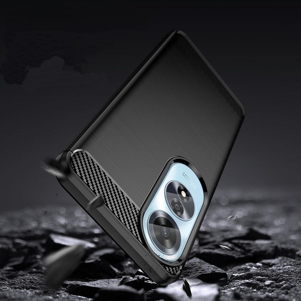 Husa protectie pentru Oppo A60 4G, Accesorio Carbon Silicone, Black