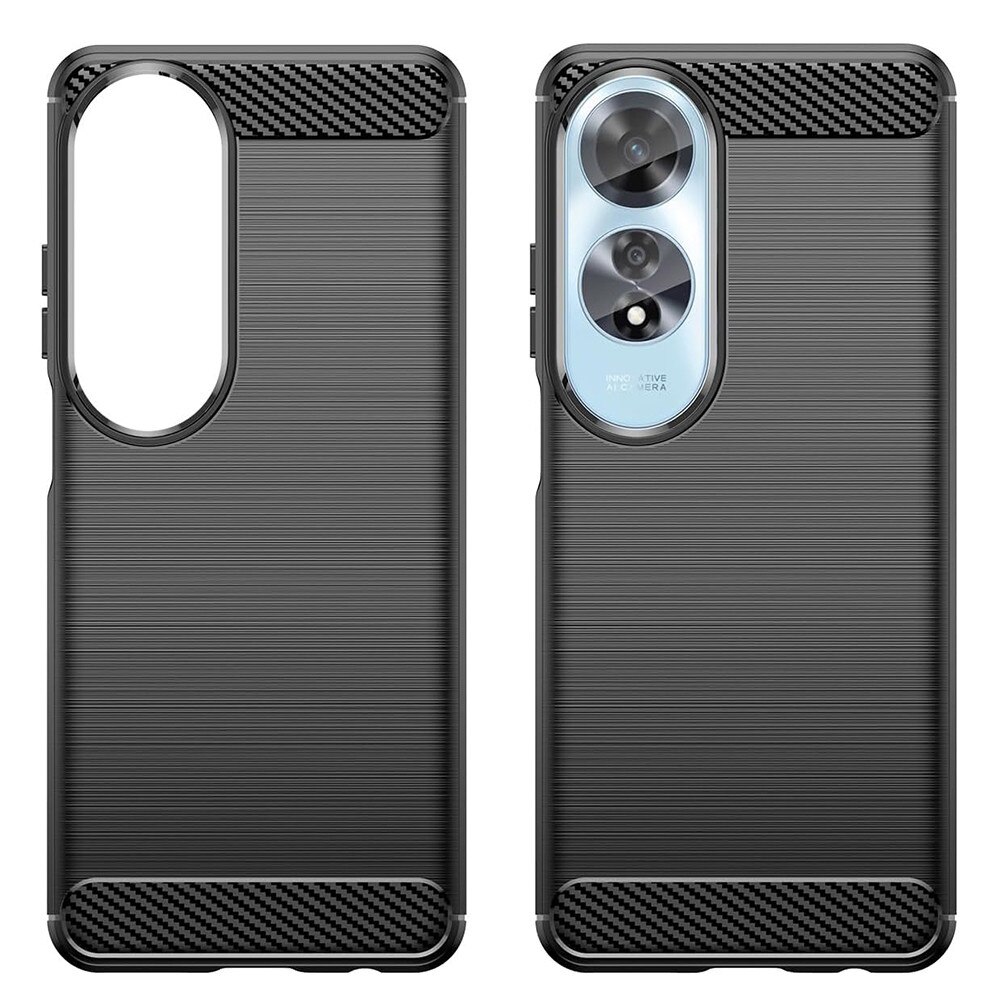 Husa protectie pentru Oppo A60 4G, Accesorio Carbon Silicone, Black