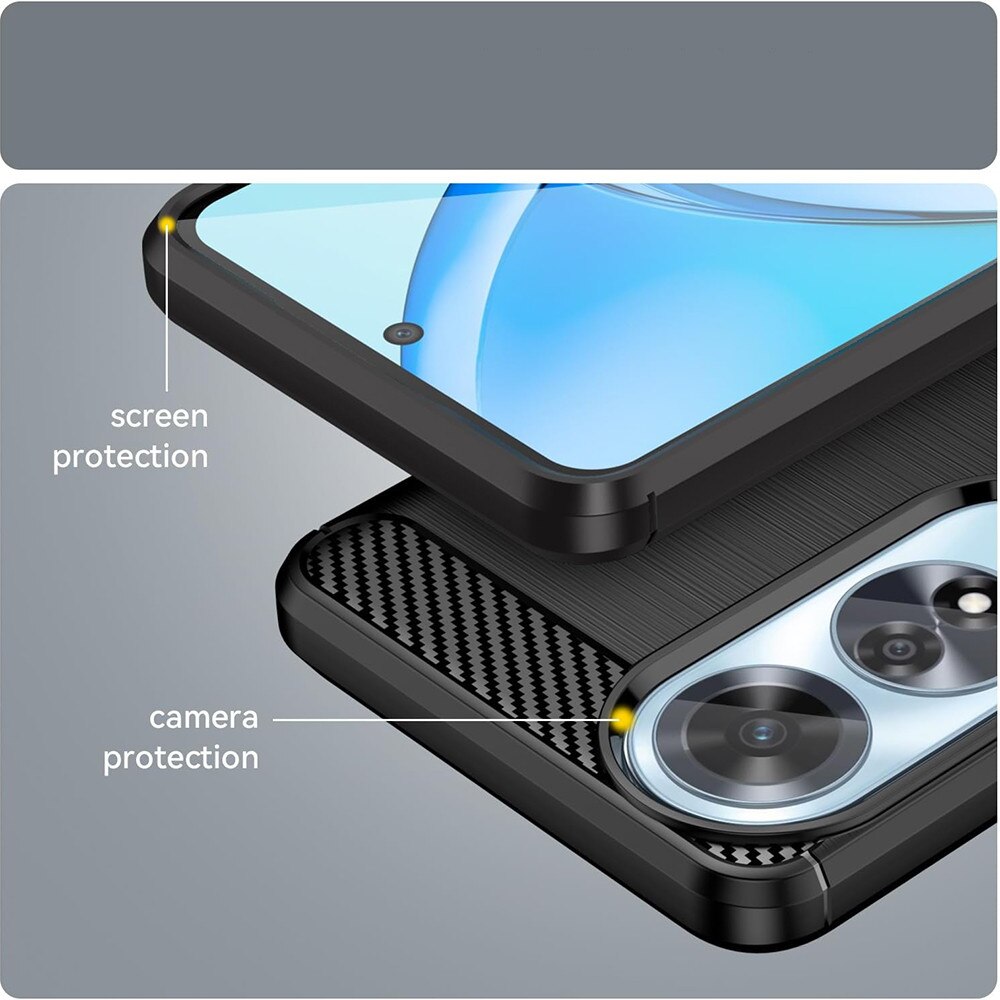 Husa protectie pentru Oppo A60 4G, Accesorio Carbon Silicone, Black
