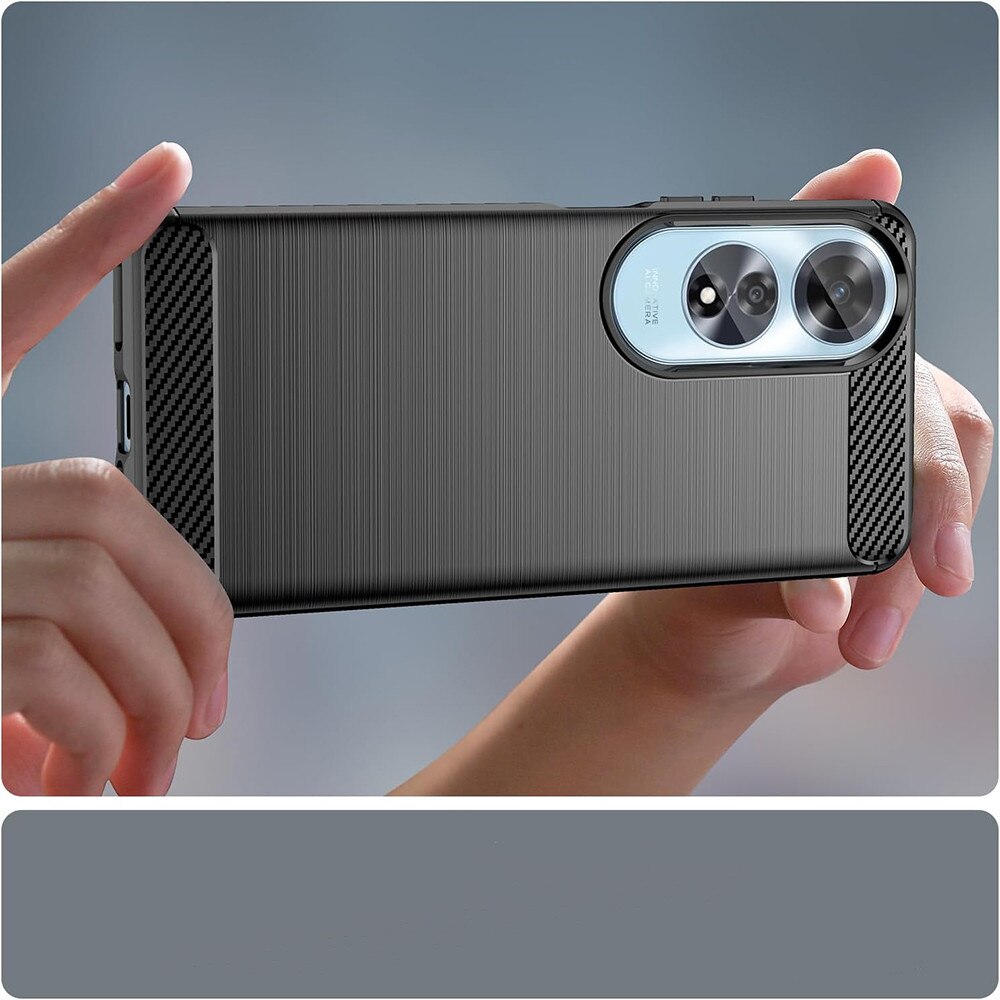 Husa protectie pentru Oppo A60 4G, Accesorio Carbon Silicone, Black