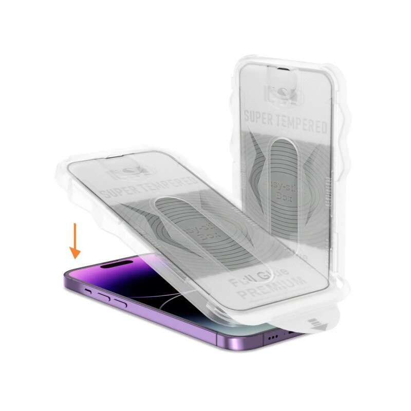 Folie Sticla Securizata Upzz Easy Stick Compatibila Cu iPhone 15, Aplicator Inclus, Super Rezistenta