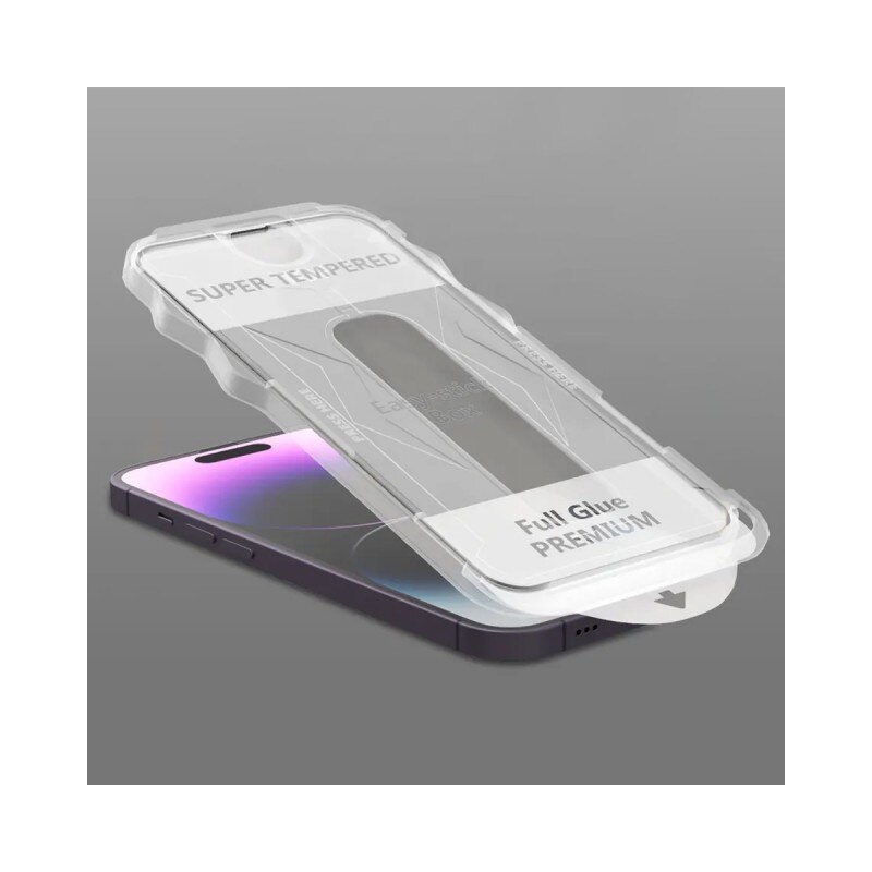 Folie Sticla Securizata Upzz Easy Stick Compatibila Cu iPhone 15, Aplicator Inclus, Super Rezistenta