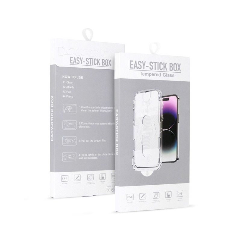 Folie Sticla Securizata Upzz Easy Stick Compatibila Cu iPhone 15, Aplicator Inclus, Super Rezistenta
