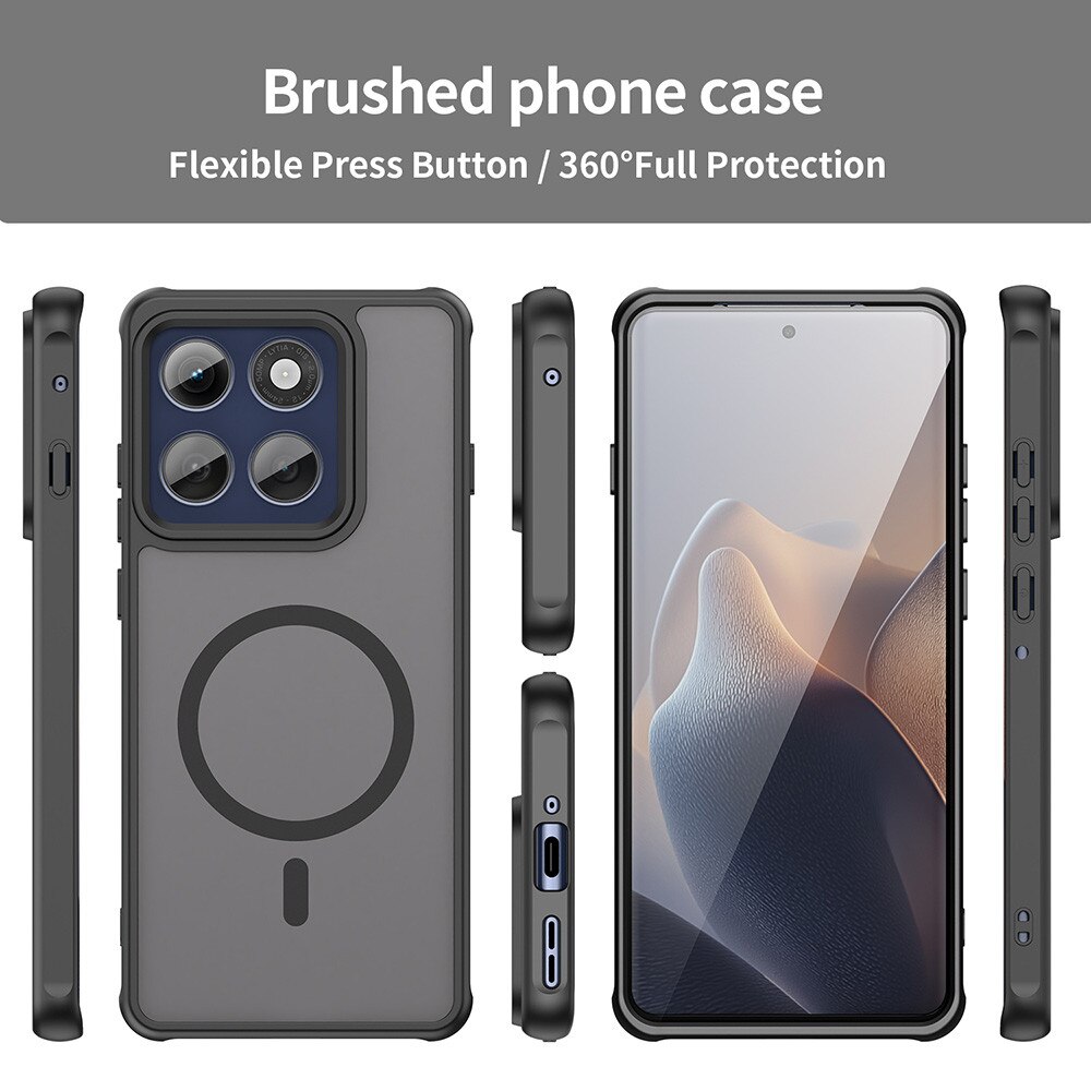 Husă pentru Motorola Edge 60 Pro, HaloFrost II, protecție avansată, neagră, MagSafe
