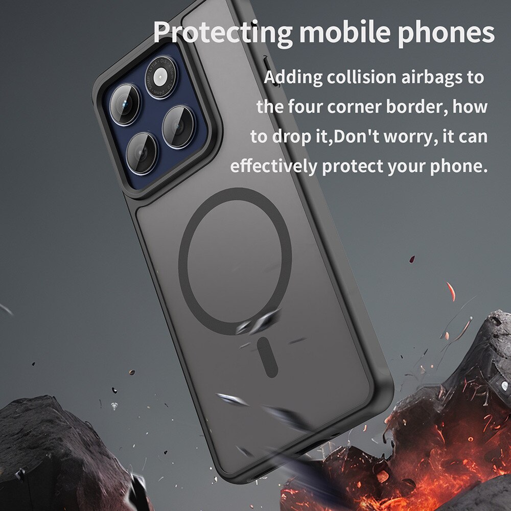Husă pentru Motorola Edge 60 Pro, HaloFrost II, protecție avansată, neagră, MagSafe