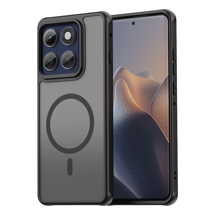 Husă pentru Motorola Edge 60 Pro, HaloFrost II, protecție avansată, neagră, MagSafe