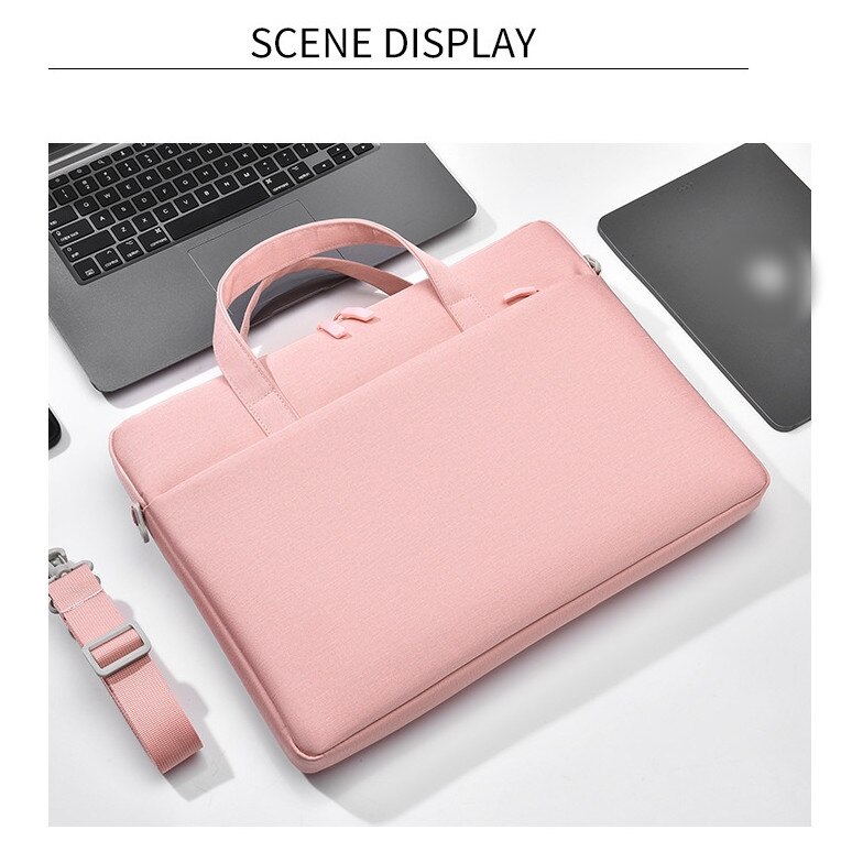 Geanta pentru laptop, 15, 6 inci, cusaturi vizibile, protectie antisoc cu perne de aer, ORBER, stil business, geanta de purtat pe un umar, impermeabila, tesatura Oxford, 40 × 4 × 28, 5 cm, roz