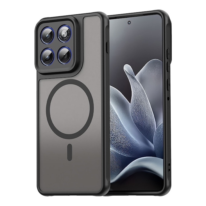 Husa pentru Motorola Edge 70 cu protectie pentru lentile si MagSafe EasyCharge, Ghost Series Anti-ingalbenire, frosted - negru