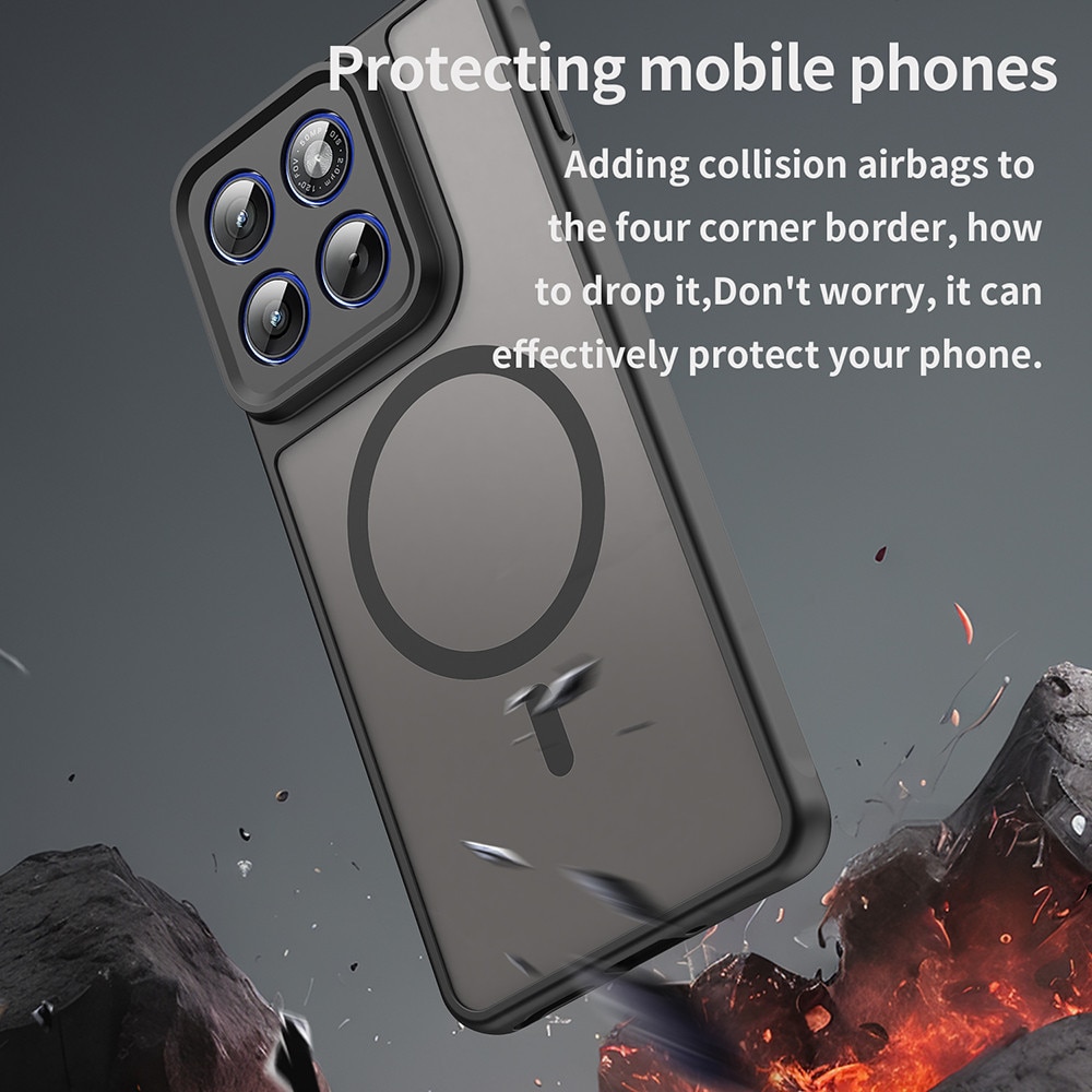 Husa pentru Motorola Edge 70 cu protectie pentru lentile si MagSafe EasyCharge, Ghost Series Anti-ingalbenire, frosted - negru