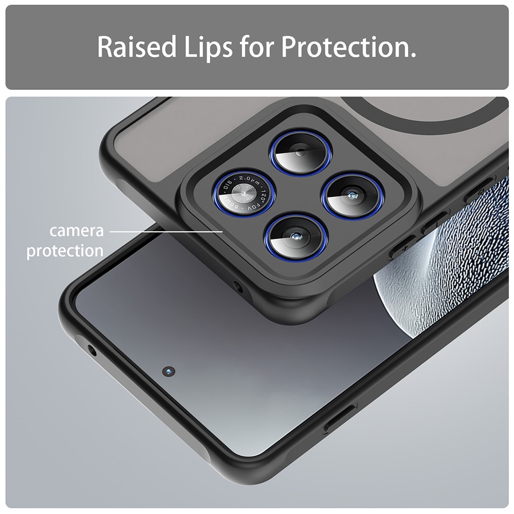 Husa pentru Motorola Edge 70 cu protectie pentru lentile si MagSafe EasyCharge, Ghost Series Anti-ingalbenire, frosted - negru