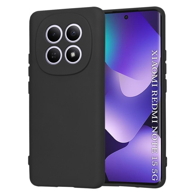 Husa Upzz® SoftFlex Pentru Xiaomi Redmi Note 15 4G / 5G, Silicon Soft, Protectie La Camera, Alcantara La Interior, Negru