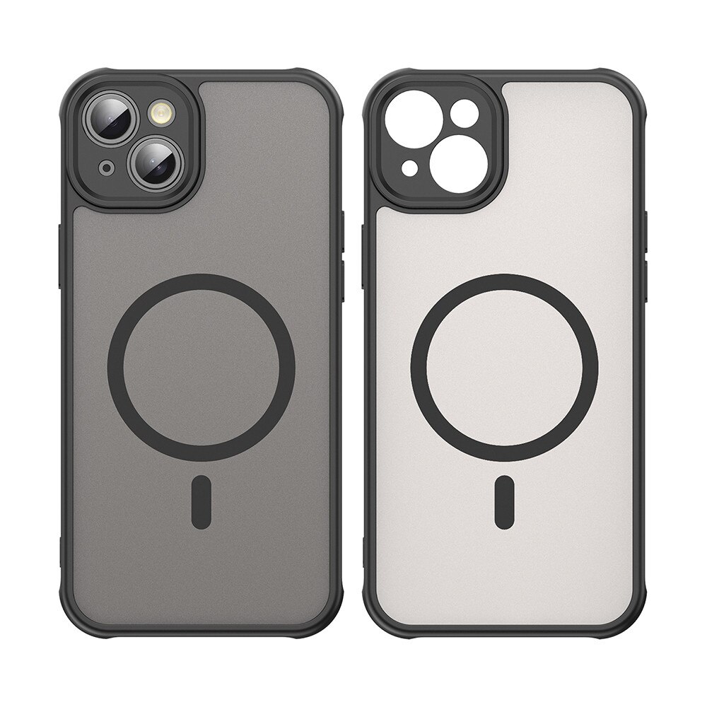 Husa pentru iPhone 14 cu protectie pentru lentile si MagSafe EasyCharge Ghost Series Anti-ingalbenire frosted - Negru