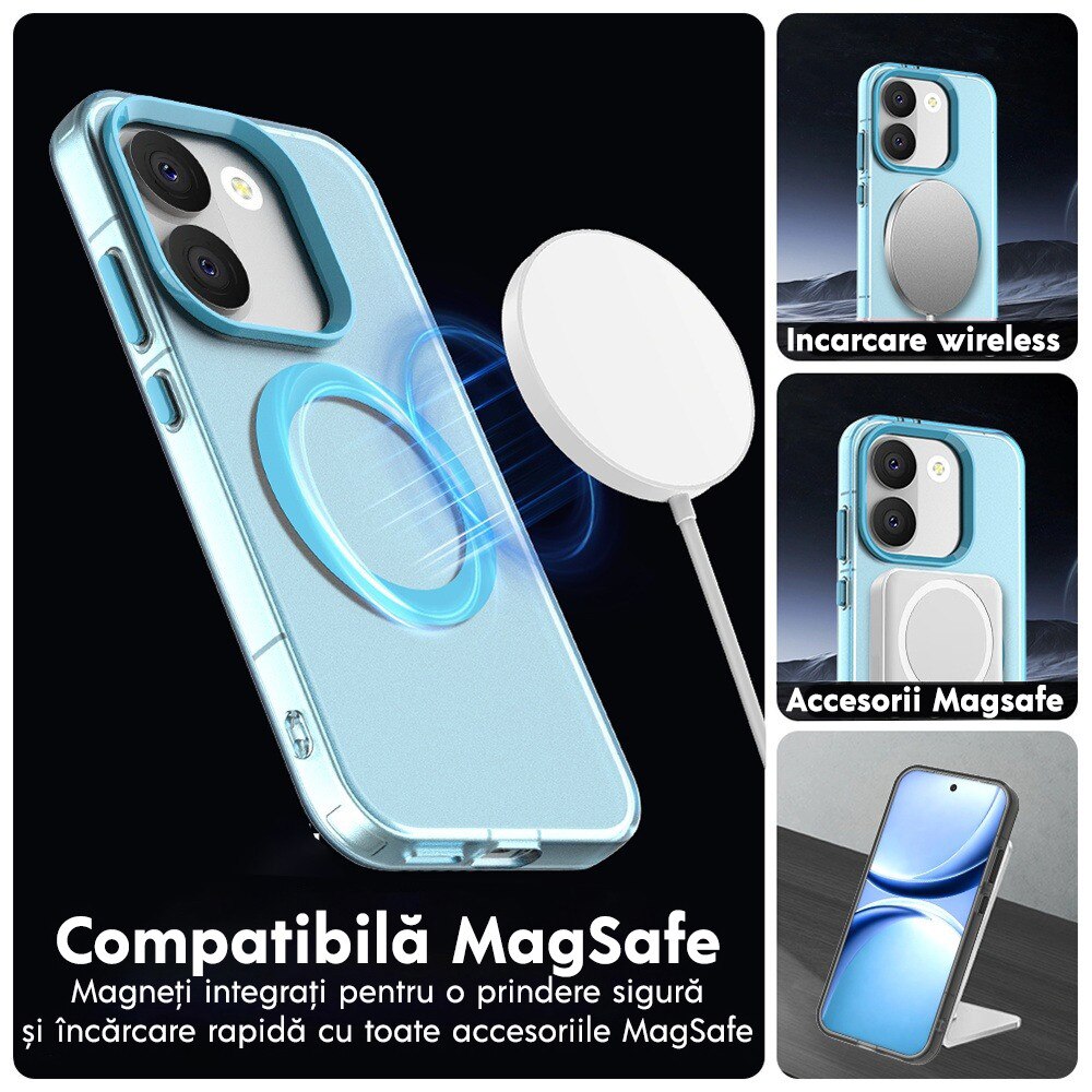 Husa pentru Xiaomi Poco X8 Pro DaDen® CandyCase MagSafe, Antisoc, Incarcare wireless, Butoane protejate, Albastru