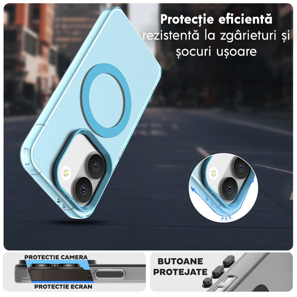 Husa pentru Xiaomi Poco X8 Pro DaDen® CandyCase MagSafe, Antisoc, Incarcare wireless, Butoane protejate, Albastru