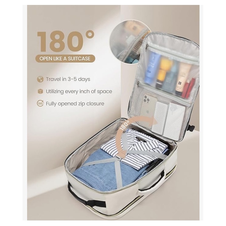 Rucsac calatorie 40L, LOVEVOOK, waterproof, pentru laptop 17 inch, maro, 45x33x20cm