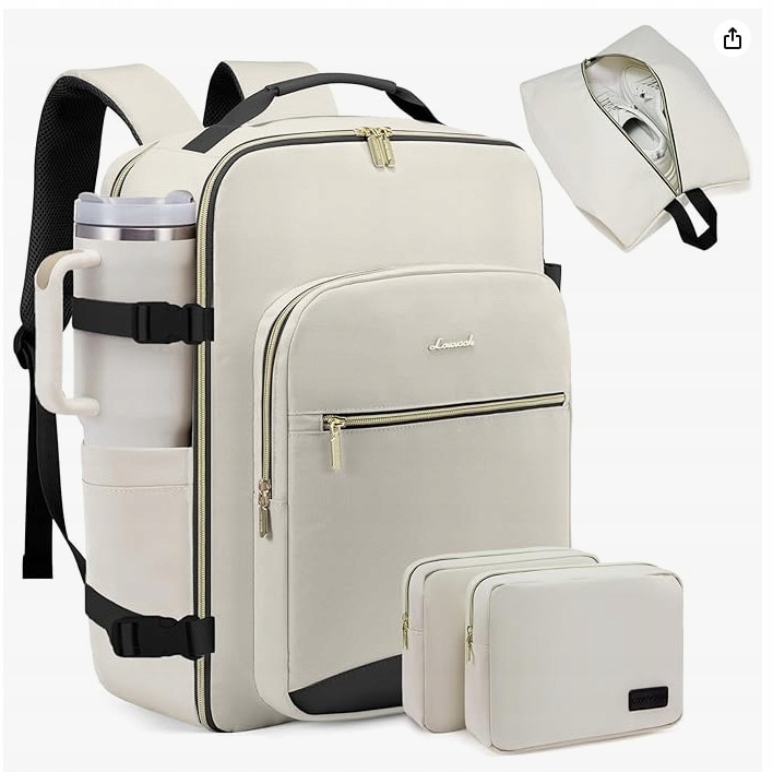 Rucsac calatorie 40L, LOVEVOOK, waterproof, pentru laptop 17 inch, maro, 45x33x20cm