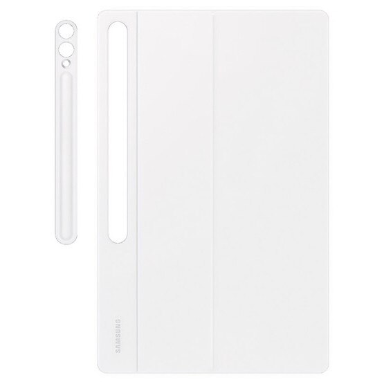 Husă de protecție Samsung pentru tabletă, stand, aspect piele, flip, tastatură bluetooth, QWERTY, limbă engleză, alb, compatibilă cu: Samsung Galaxy Tab S8 Ultra LTE, SM-X906, / Galaxy Tab S8 Ultra WIFI, SM-X900, / Galaxy Tab S9 Ultra LTE, SM-X916