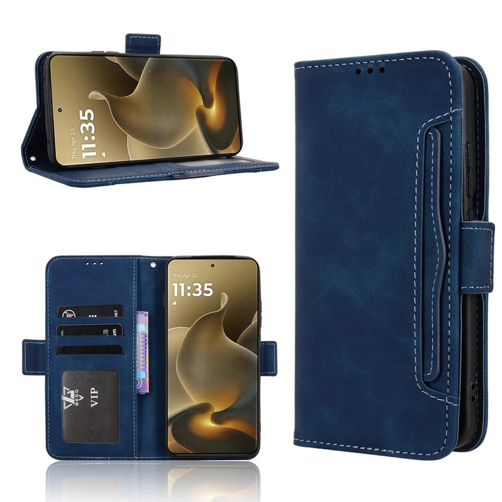 Husa cu clapeta XGSM Motorola Edge 70 Pro albastru slot card