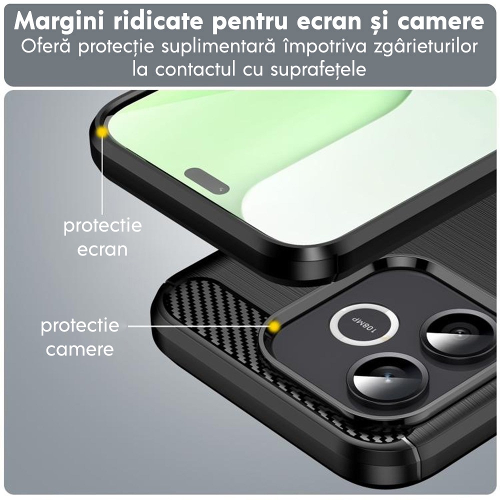 Husa pentru Oppo A6 4G Daden Carbon Flexibila Antisoc, Hybrid Antisoc, Albastru
