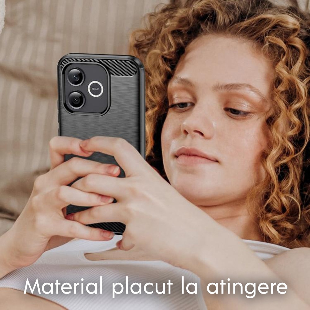 Husa pentru Oppo A6 4G Daden Carbon Flexibila Antisoc, Hybrid Antisoc, Albastru