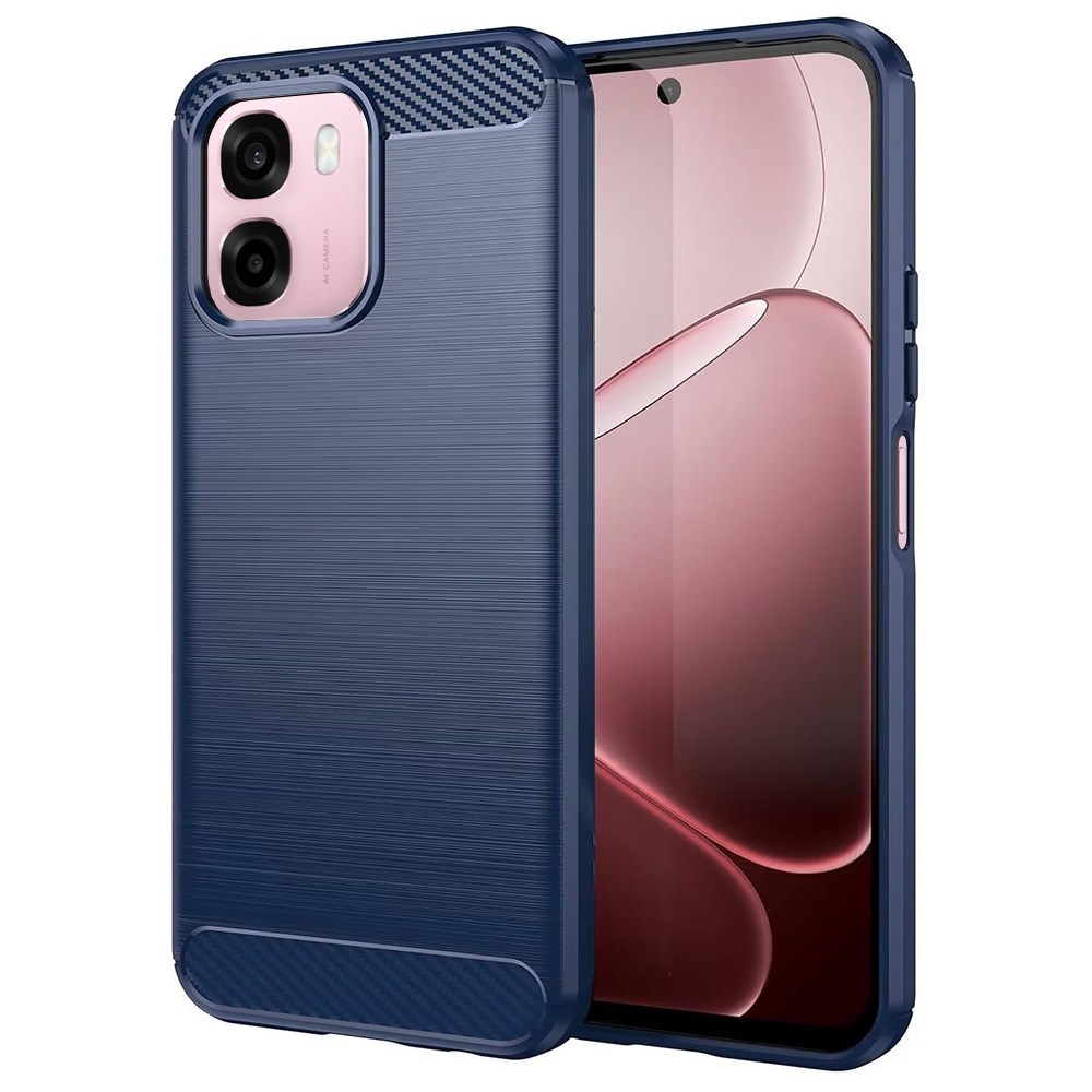 Husa pentru Oppo A6 4G Daden Carbon Flexibila Antisoc, Hybrid Antisoc, Albastru