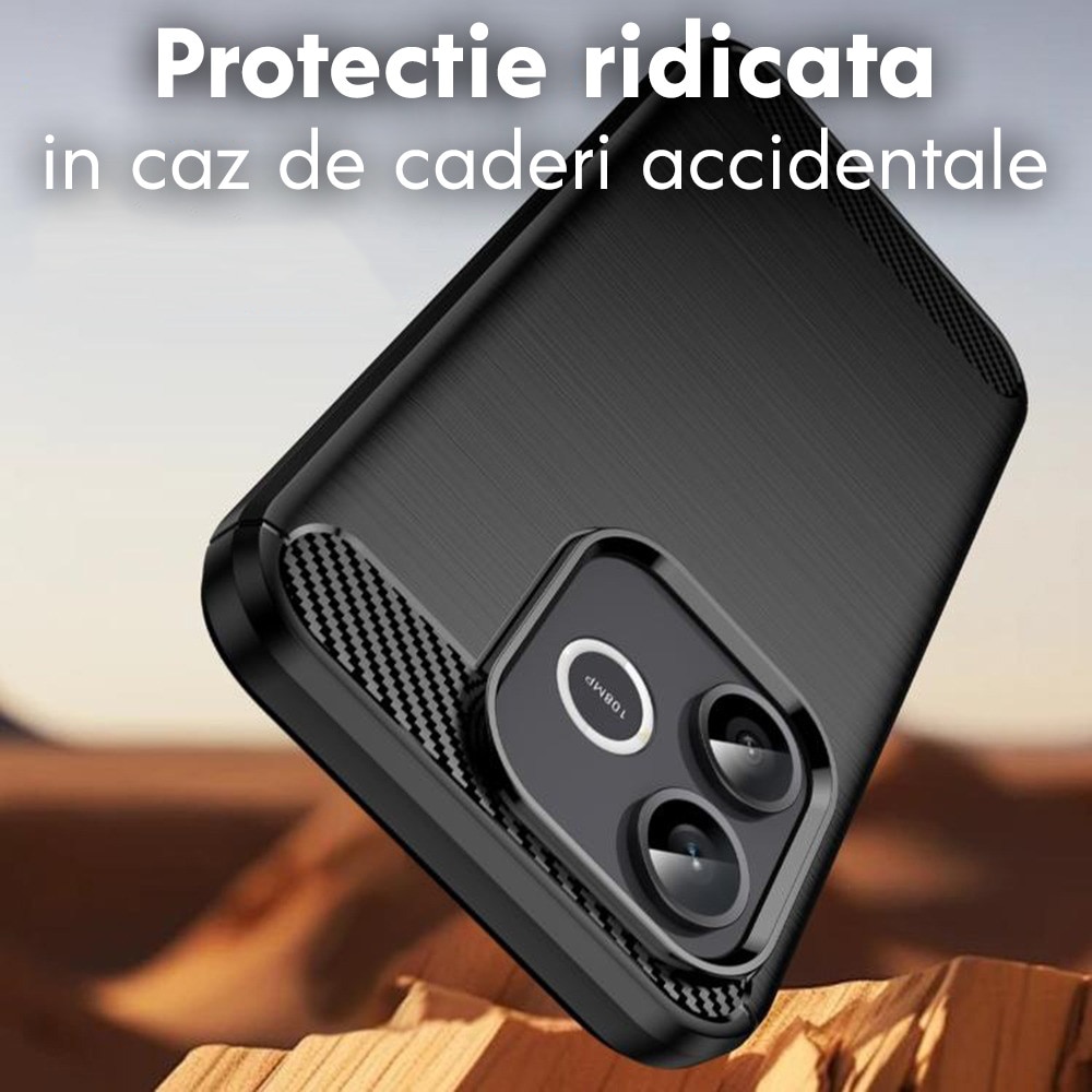 Husa pentru Oppo A6 4G Daden Carbon Flexibila Antisoc, Hybrid Antisoc, Albastru