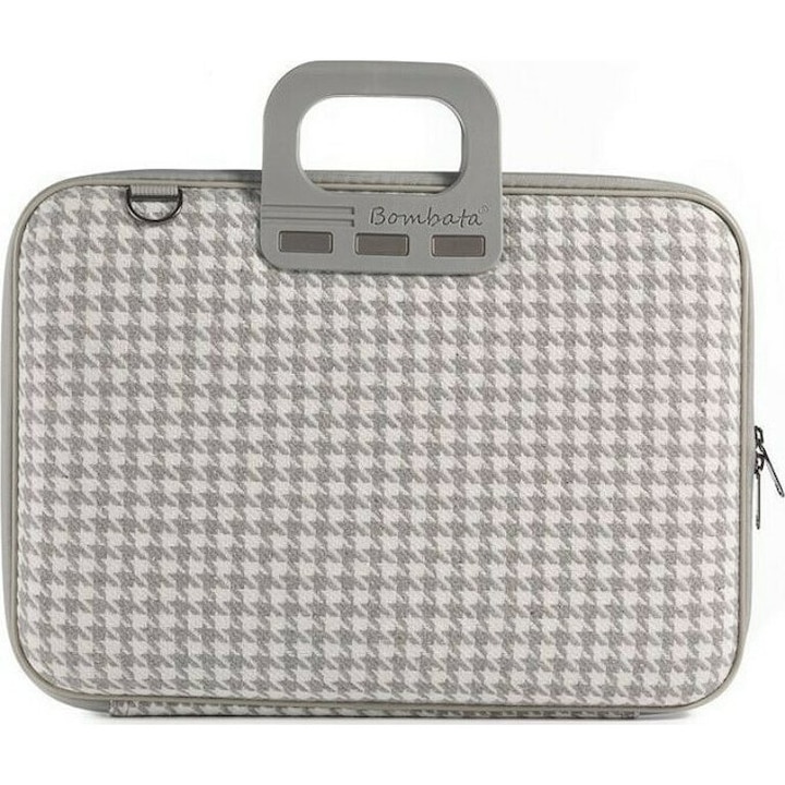Geanta pentru laptop Bombata Pied de Poule 15.6''-16'', Gri