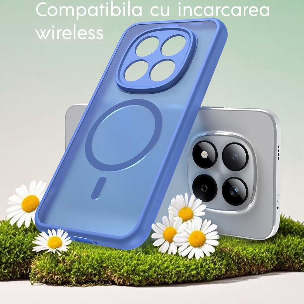 Husa pentru Xiaomi Redmi Note 15 Pro Plus 5G / Poco M8 Pro 5G Daden® HaloFrost II, MagSafe, Antisoc, Incarcare wireless, Calitate Premium, Albastru deschis
