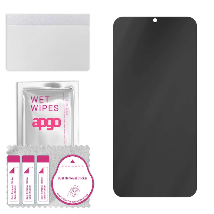 Sticla de protectie PRIVACY apgo pentru Samsung Galaxy A35 5G – sticla hibrid, full glue, flexible glass