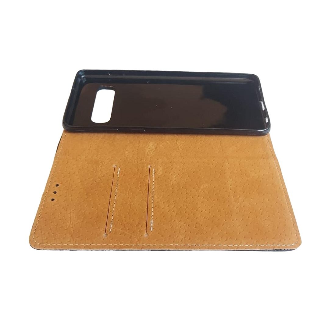 Husa flip Diary Flexy piele naturala neagra pentru SAMSUNG GALAXY S10