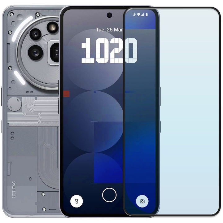 Folie din sticla securizata pentru Nothing Phone (3a) Pro, HAMSTERBOX Glass Shield, Protectie completa ecran, Full face, Aplicare rapida, Case Friendly, Transparenta