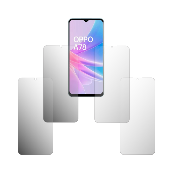 Set 4X Folie Protectie Ecran Folie24, pentru Oppo A78 5G, 2X Ultra-Clear + 2X Mate, Acoperire Full-Display si Case-Friendly, Adezive, Flexibile cu Auto Regenerare