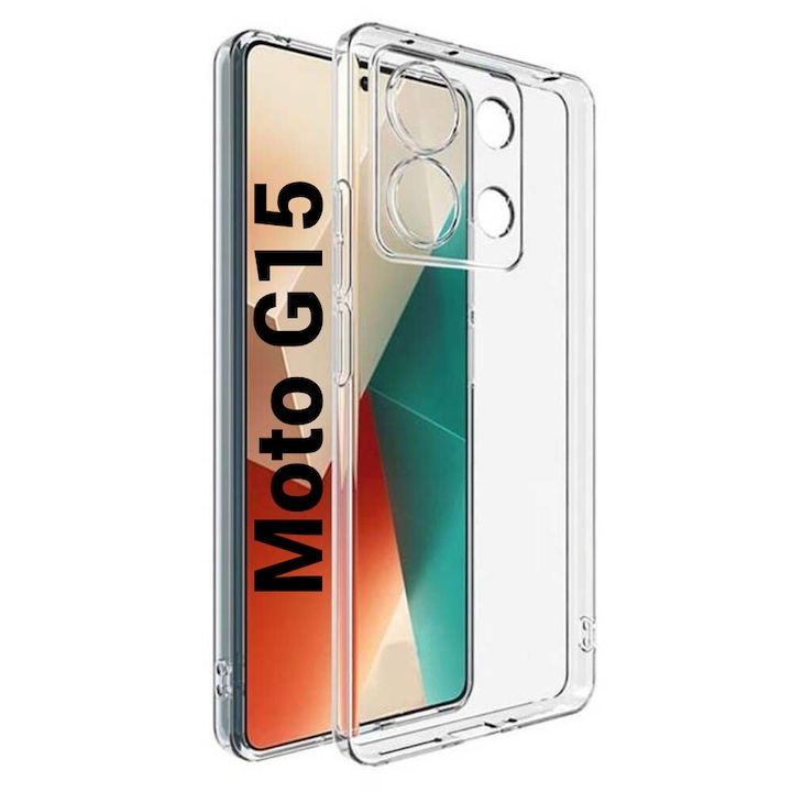 Husa de silicon 2mm pentru Motorola G15 cu protectie camera transparent