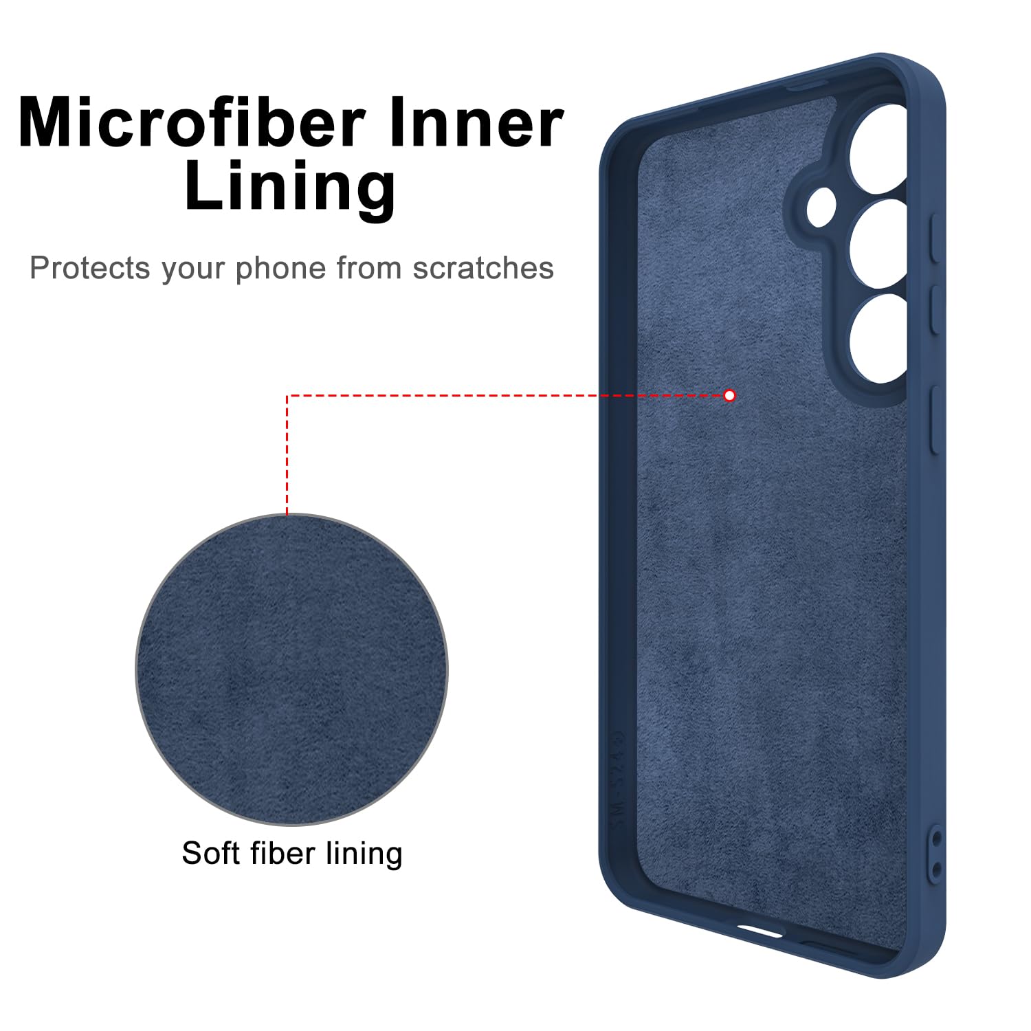 Husa telefon, pentru Samsung Galaxy A55 5G Silicon lichid Margini flexibile Anti-zgarieturi si inel circular rezistent la socuri， Albastru inchis