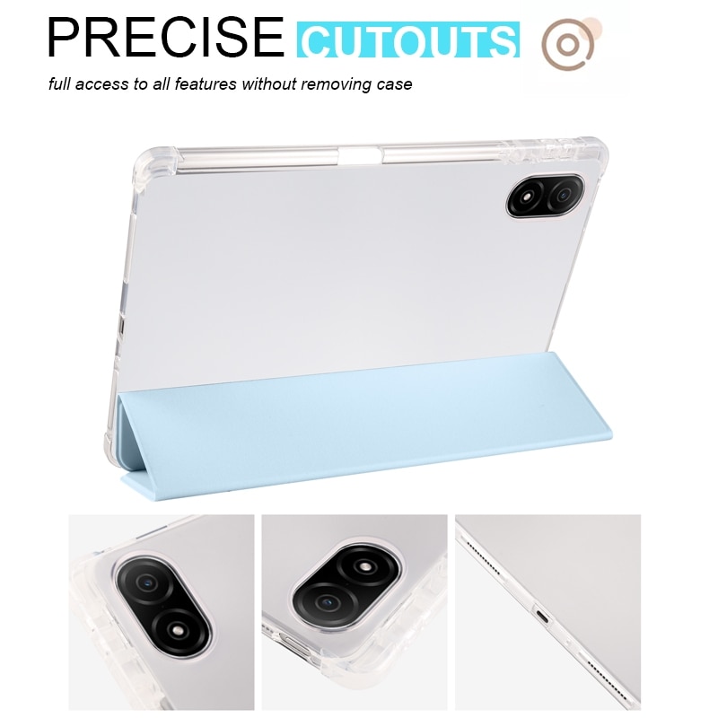Husa tableta pentru Honor Pad V8 Pro, 3 plieri din piele transparenta TPU, inteligenta, Albastru