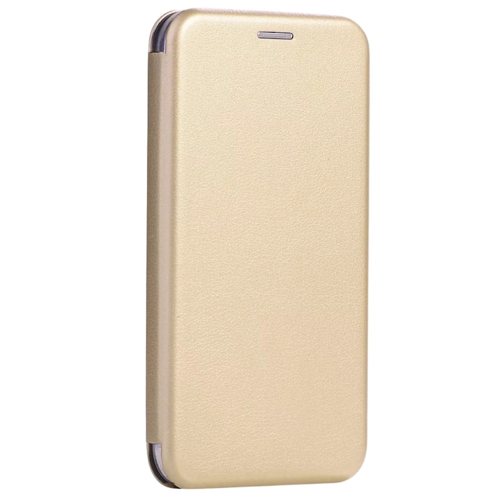 Husa pentru Xiaomi Redmi A5 4G, FlipOn, Piele ecologica, Buzunar card, Functie stand, Acoperire completa, Decupaj difuzor apeluri, Protectie 360 de grade, Tip carte, Auriu