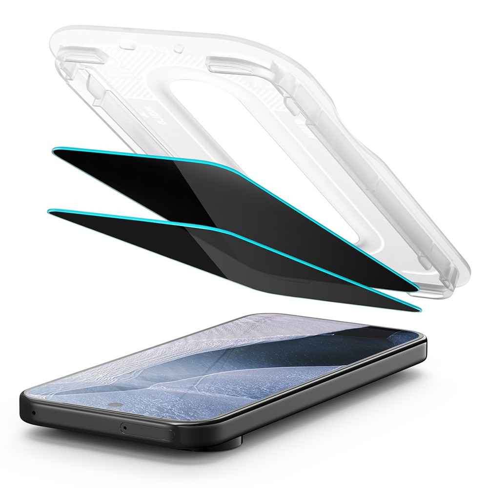 Set 2xFolie Sticla Privacy pentru Google Pixel 11 / Pixel 10 Spigen Glas.tR EZ-FIT Pro, Kit de instalare usoara si rapida cu dispozitiv de potrivire automata, Protectie Profesionala, Ultra Rezistenta