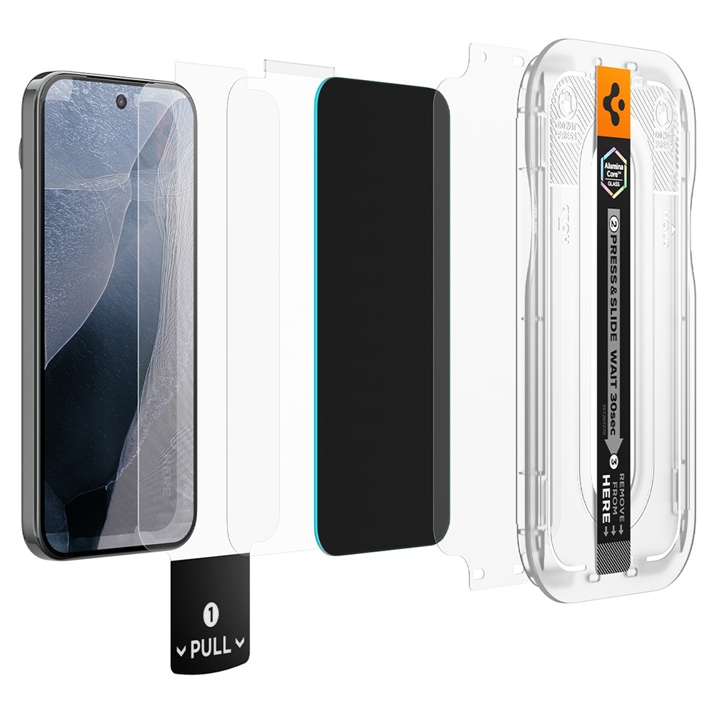 Set 2xFolie Sticla Privacy pentru Google Pixel 11 / Pixel 10 Spigen Glas.tR EZ-FIT Pro, Kit de instalare usoara si rapida cu dispozitiv de potrivire automata, Protectie Profesionala, Ultra Rezistenta