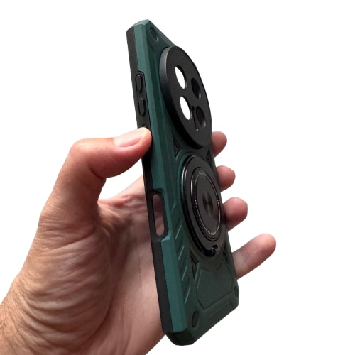 Husa Antisoc cu inel magnetic si rotativ compatibila cu Honor Magic 8 Pro, Verde inchis