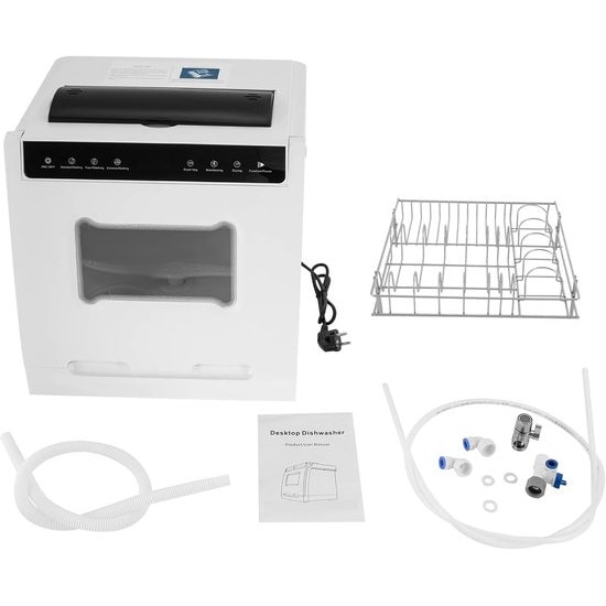 Masina de spalat vase de masa Corenia QRE-1003217, 4 programe, desinfectare si touch control, clasa E, alb, 45 x 40 x 40 cm
