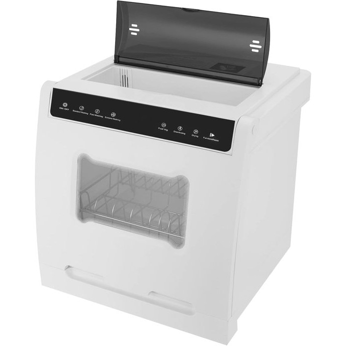 Masina de spalat vase de masa Corenia QRE-1003217, 4 programe, desinfectare si touch control, clasa E, alb, 45 x 40 x 40 cm