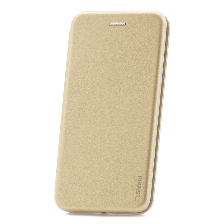 Husa flip Huawei P20 - carte cu magnet integrat, buzunar interior, piele eco, iShiled - Aurie