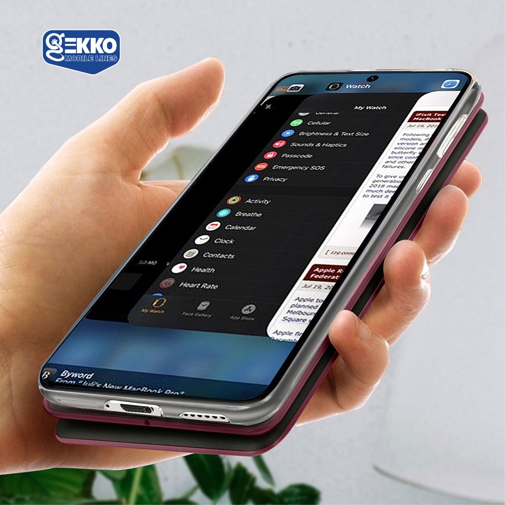 Husa pentru Huawei Nova 9 - Flip carte, inchidere magnetica, buzunar card si video stand, Gekko Elegance - Bordo