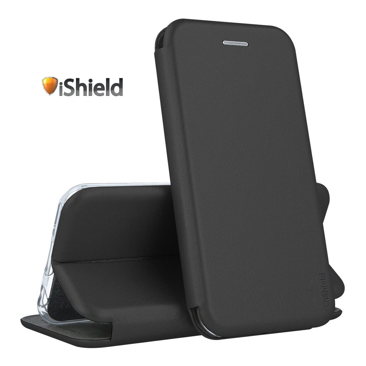 Husa flip Huawei P40 Lite - carte cu magnet integrat, buzunar interior, piele eco, iShiled - Neagra