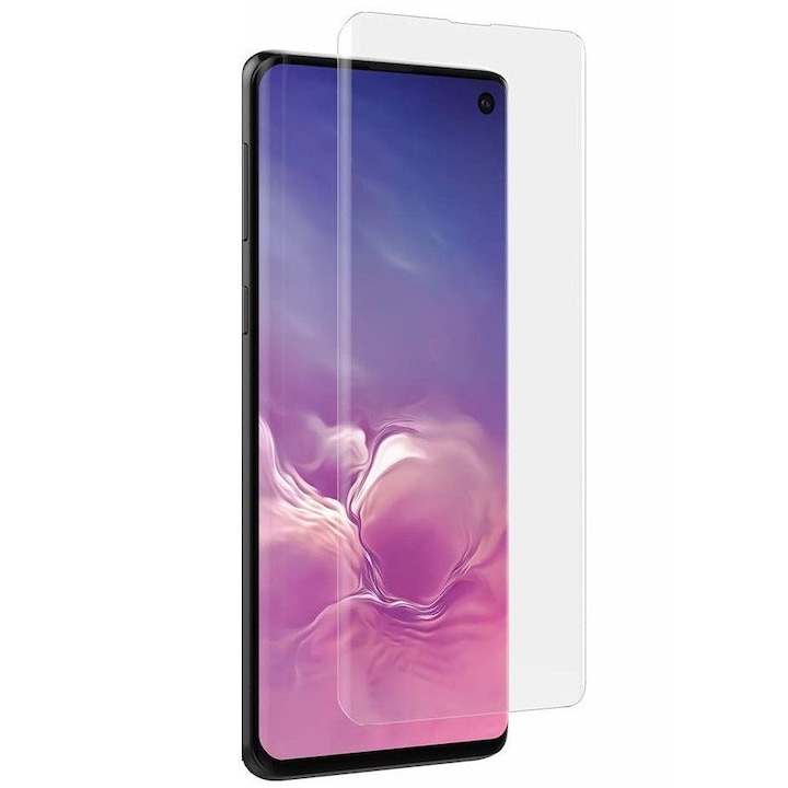 Folie stica securizata Full Glue UV compatibila Samsung Galaxy S10, lampa UV si instructiuni montare in limba romana