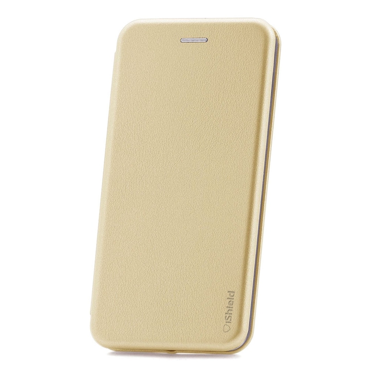 Husa flip Huawei Nova 5T - carte cu magnet integrat, buzunar interior, piele eco, iShiled - Aurie
