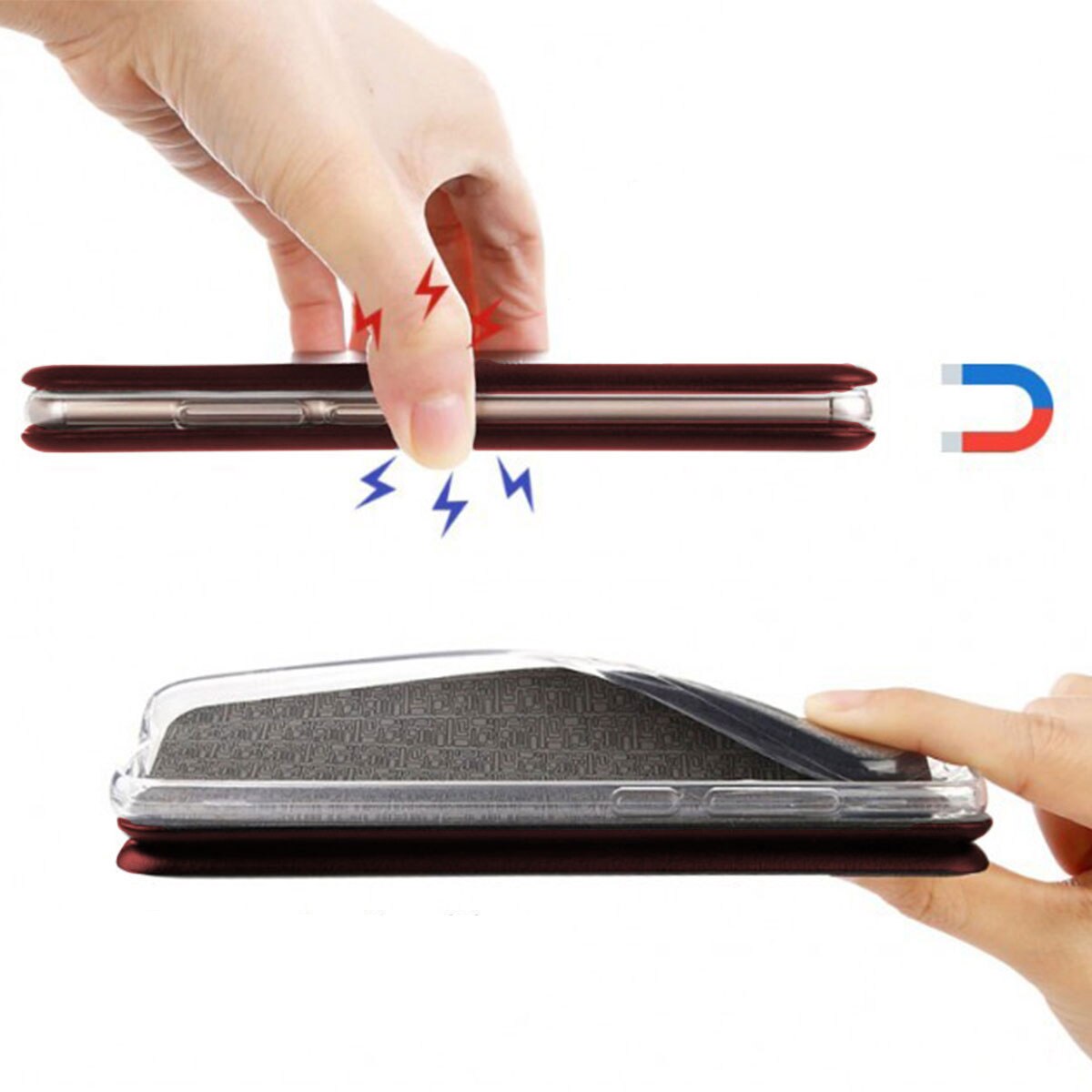 Husa flip Huawei Mate 20 Pro - carte cu magnet integrat, buzunar interior, piele eco, iShiled - Visinie